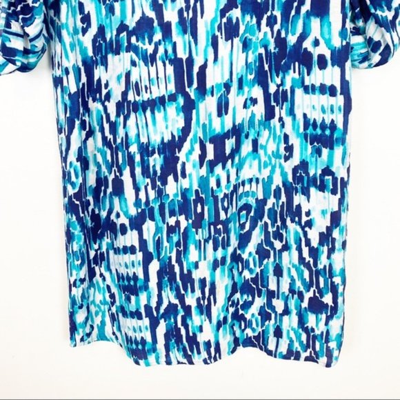 Tommy Bahama | Watercolour Print Button Front Shirt Dress Roll Tab Sleeve Size S - Picture 7 of 9